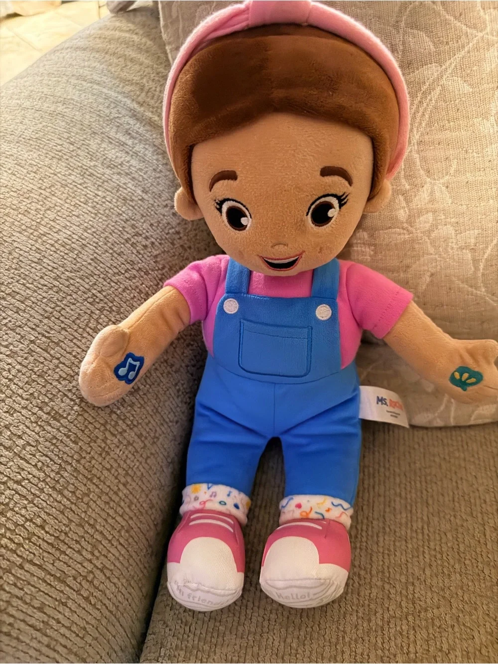 Plush Doll in Pink & Blue Overalls - Kids Toy